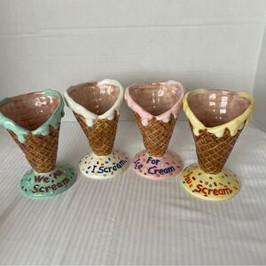 Casa Bella By Ganz Ice Cream Waffle Cone-Shaped Dishes Set Of 4